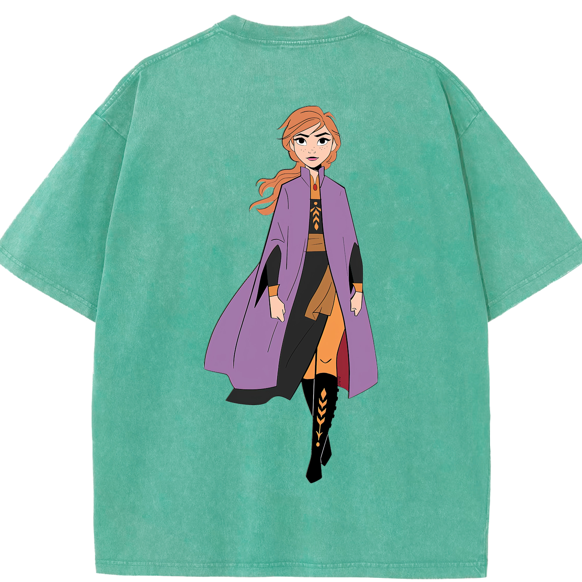 （画像用） アナと雪の女王 アンナ エルサ Frozen Anna Elsa 綿100% ヴィンテージ風 半袖Tシャツ（背面プリント）